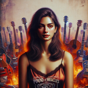 Faded realistic color photograph of stunning 25-year-old brunett...