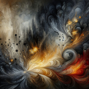 Imagine a mesmerizing symphony of earthy blacks and elegant gray...