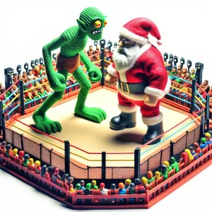 The Grinch and Santa fight in an octagon. The Grinch must be thi...