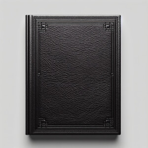 Create a jpeg image of a black leather book cover, 300 dpi, 1,60...