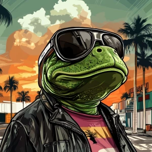 MEME PEPE in GTA art style, Pepe wifi balss, in the style of a...