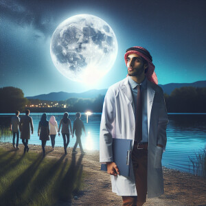 One young researcher walked away from a group of people close to...