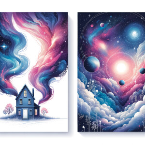 White background, pretty celestial vector art illustration, cele...