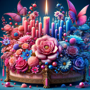 Craft a digital artwork that dramatically amplifies the colorful...