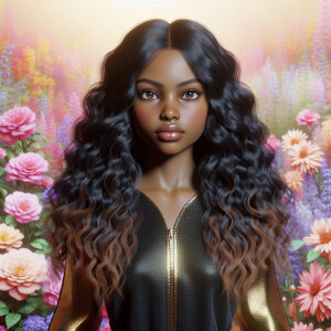 Create a 3-D realistic image of a young African-American girl wi...