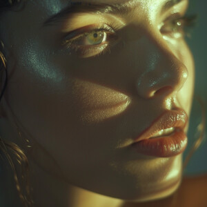 Capture a high-definition, slow-motion close-up of flawless, glo...