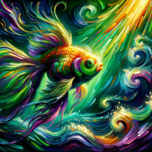 Purple and neon green goldfish