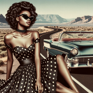 Craft an airbrushed depiction of a fashionable African American...