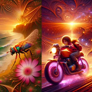 Create an image of the character Moana riding a motorcycle with...