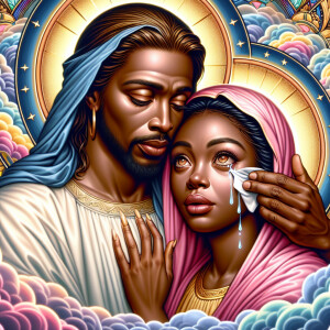 Ensure that the image distinctly represents both Jesus Christ an...