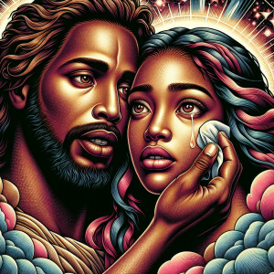 Ensure that the image distinctly represents both Jesus Christ an...