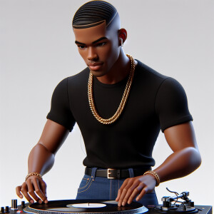 3D image of a Handsome LIGHT SKIN African American young DJ. He...