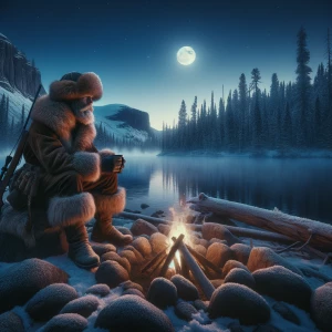 Create an ultra-realistic, cinematic wilderness scene at the edg...