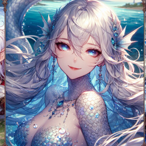 White haired elf with red eyes with a battle ace in hand in a fi...