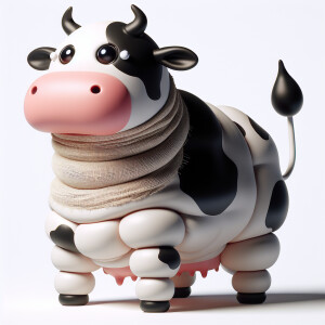 imagine a cow standing up in two legs like a man, with 2 floatin...