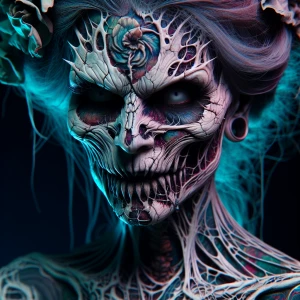 intricately detailed macabre demonic witch/vampire hybrid with s...