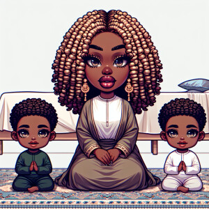 Hyper realist chibi photo of a African American women full lips...