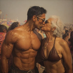 Hyperrealism photo painting combination.a indian criminal sweat...