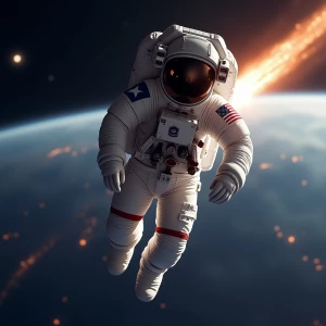 An astronaut wearing a uniform designed with the Texas flag them...
