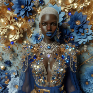 Enhance the previously created 3-D image of a light-skinned Afri...