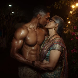 Hyperrealism photo.a muscular sweaty indian  man  standing in co...