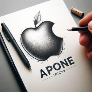 Create a realistic logo with the text "APPLE" iphone