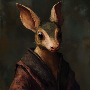 A digital art headon portrait of a female aardvarkcore