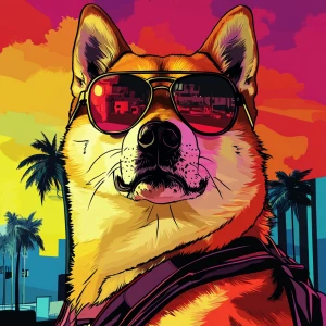 MEME DOGE in GTA art style — — in the style of a Grand Theft Au...