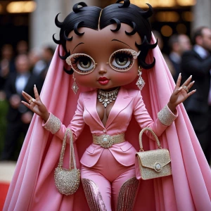 Design an image of Betty Boop reenvisioned with a dark chocolate...