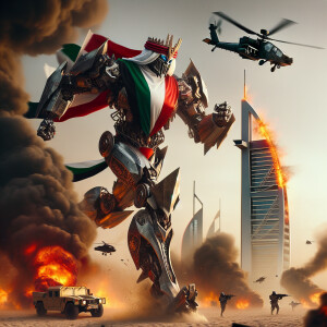 United Arab Emirates as a transformer character, Arabian king ar...