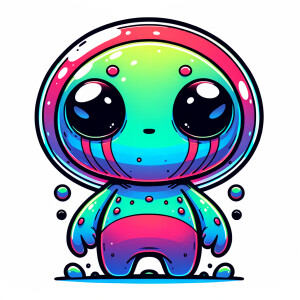 Colored alien transparent graphic, no background, cosmic alien g...