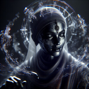 (digital painting), The Velvet Shadow, sinister female figure mo...