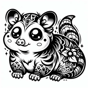 Cute anime-style chibi illustration of a possum.