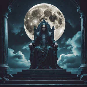 "Cursed by fate, bound by darkness, I sit beneath the blood moon upon a throne of eternity."