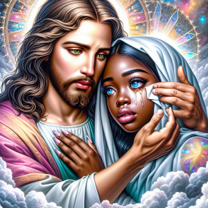 Ensure that the image distinctly represents both Jesus Christ an...
