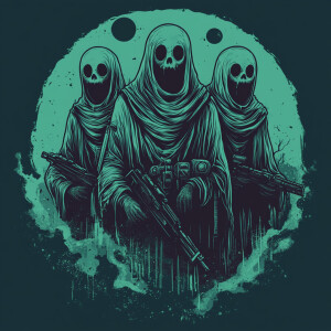 Create a horror-inspired logo for a paranormal investigation tea...