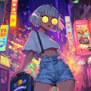young, rebellious anime-style character. The character should ha...
