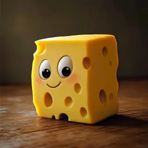 cute a piece of cheese in pixar style