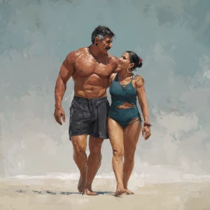 hyperrealism  digital painting.a muscular sweaty villain man, wa...