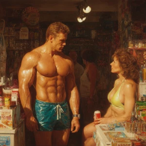 Hyperrealism photo painting,a muscular beefy russian man standin...