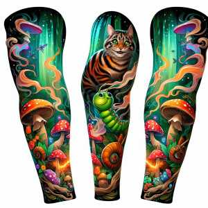 Design a full-sleeve tattoo for the left arm themed around "Alic...
