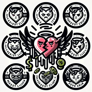 Create 10 
Circular logos for 'HEART WRECKERS CLUB' with  black,...