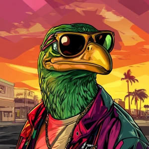 MEME PEPE in GTA art style — Leader of a gang — in the style of...