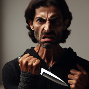 Angry Man holding knife