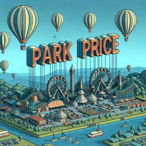 Парк аттракционов, вид издалека, общий план, из воздушных Шарико...