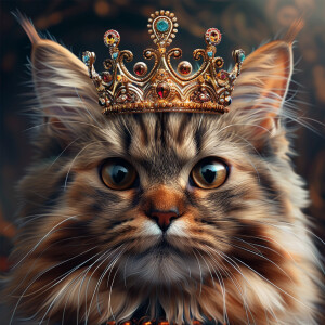 A cartoon. Beautiful cat, staring directly at the camera wearing...