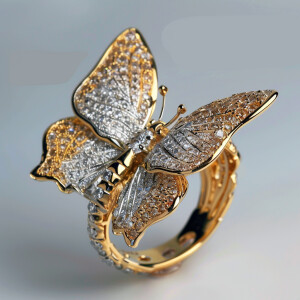 Exquisite butterfly ring adorned with shimmering diamonds