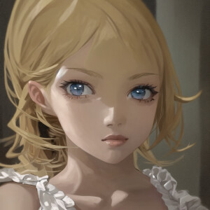 A beautiful girl playing with her blonde hair