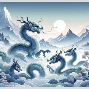 Generate a realistic image depicting mythical creatures during s...