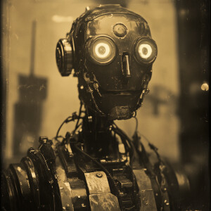 In the faded, sepia-toned photograph, a venerable mesmerizing an...